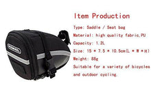 Load image into Gallery viewer, CestMall 1.2L Bicycle &amp; MTB Cycling PU Saddle Bag, Waterproof Bike Bag Back Seat Pouch, Bicycle Repair Tools Pocket Pack with Reflective Stripes (New Black)