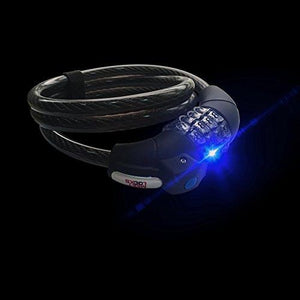 Resettable Combination Bike Cable Lock, with LED Light for Bike, Easy Use in Darkness, Dia.12x1200mm(1/2 Inch x 4 Feet)