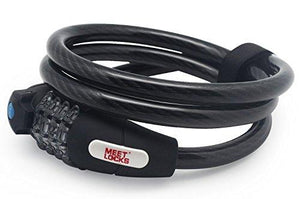 Resettable Combination Bike Cable Lock, with LED Light for Bike, Easy Use in Darkness, Dia.12x1200mm(1/2 Inch x 4 Feet)