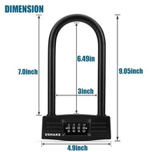 Load image into Gallery viewer, Heavy Duty U Lock, UShake Bike Bicycles Motorcycles Combination Lock Heavy Duty Combo Gate Lock for Anti Theft