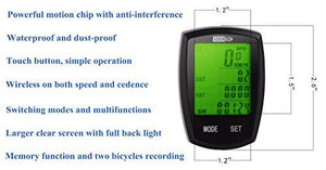 Bike Computer Speedometer Wireless Waterproof Bicycle Odometer Cycle Computer Multi-Function Large LCD Back-light Display