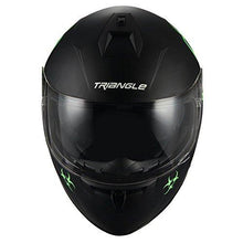 Load image into Gallery viewer, “Biohazard” Full Face Matte Green Dual Visor Street Bike Motorcycle Helmet by Triangle [DOT] (Small)