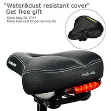 Load image into Gallery viewer, Comfortable Men Women Bike Seat - DAWAY C99 Memory Foam Padded Leather Wide Bicycle Saddle Cushion with Taillight, Waterproof, Dual Spring Designed, Soft, Breathable, Fit Most Bikes, 1 Year Warranty