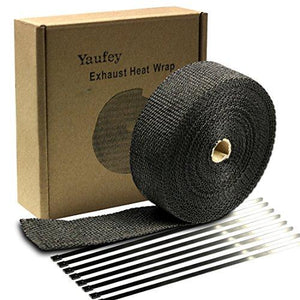 Exhaust Wrap 2" x 50 Ft Exhaust Heat Wrap Tape Header Glassfiber Wrap Kit for Automotive Motorcycle with 8 Stainless Ties (Black)