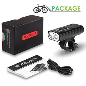 Rechargeable Bike Light Evolva Future Technology 1800 Lumens USB Cree LED Headlight Bicycle Light