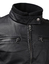 Load image into Gallery viewer, IDARBI Mens Long Sleeve Premium Stand Collar Zip Up Faux Leather Jacket