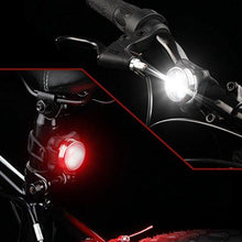 Load image into Gallery viewer, Ascher USB Rechargeable Bike Light Set,Super Bright Front Headlight and Free Rear LED Bicycle Light,650mah Lithium Battery,4 Light Mode Options, Water Resistant IPX4(2 USB cables and 4 Strap Included)