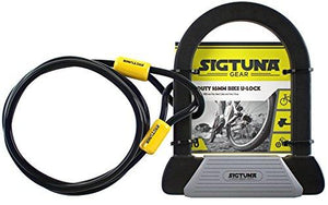 SIGTUNA U Lock - 16mm Hardened Steel Bike lock with 1800mm Woven Steel Flex Cable + Keyhole Cover