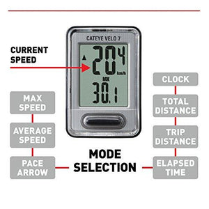 CatEye - Velo 7 Bike Computer with Odometer and Speedometer