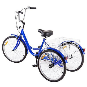 Goplus Adult Tricycle 3-Wheel Bicycle Bike Single Speed Seat Adjustable Trike w/ Bell Brake Basket