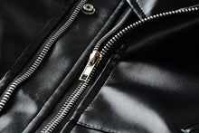 Load image into Gallery viewer, New Mens Causal Belted Design Slim Pu Leather Biker Zipper Jacket Coat