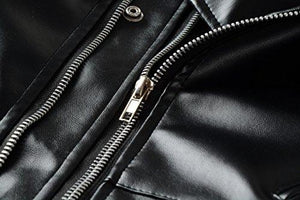 New Mens Causal Belted Design Slim Pu Leather Biker Zipper Jacket Coat