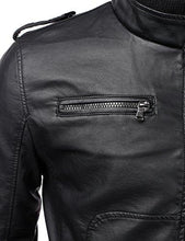 Load image into Gallery viewer, IDARBI Mens Long Sleeve Premium Stand Collar Zip Up Faux Leather Jacket