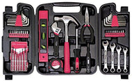 Apollo Tools DT9408P 53 Piece Household Tool Set with Wrenches, Precision Screwdriver Set and Most Reached for Hand Tools in Storage Case Pink Ribbon