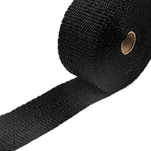 Load image into Gallery viewer, HM&amp;FC Black Fiberglass Exhaust Header Pipe Wrap 50 Ft (L) * 2 In (W)*0.06 In (T)