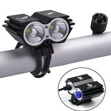 Load image into Gallery viewer, Nestling X2 CREE XM-L U2 LED Rechargeable Waterproof 5000Lm Black Bicycle Bike light headlamp + 1x Free 5 LED tail light with Install Holder + Charger Battery