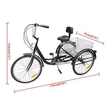 Load image into Gallery viewer, Ridgayard 6 Speed 24 Inch 3 Wheel Adult Tricycle Cruise Cargo Bike with Folding Basket