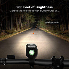 Load image into Gallery viewer, Super Bright Bike Light USB Rechargeable, Te-Rich 1200 Lumens Waterproof Road / Mountain Bicycle Headlight and LED Taillight Set with 4400 mAh Battery