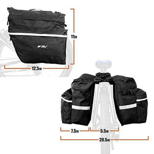 BV Bike Bag Bicycle Panniers with Adjustable Hooks, Carrying Handle, 3M Reflective Trim and Large Pockets