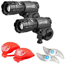 Load image into Gallery viewer, HeroBeam Bike Lights Double Set - The Ultimate Lighting and Safety Pack of Super Bright Front Bicycle Lights, Tail Lights and Wheel Lights - 5 Year Warranty