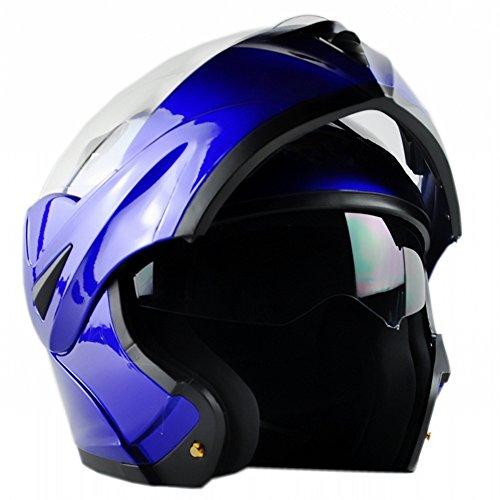 ILM 10 Colors Motorcycle Flip up Modular Helmet DOT (S, Blue)