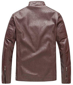 Wantdo Men's Leather Jacket with Removable Hood