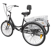 Load image into Gallery viewer, Ridgayard 6 Speed 24 Inch 3 Wheel Adult Tricycle Cruise Cargo Bike with Folding Basket