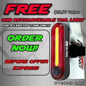 Blitzu Gator 320 PRO USB Rechargeable Bike Light Set POWERFUL Lumens Bicycle Headlight FREE TAIL LIGHT, LED Front and Back Rear Lights Easy To Install for Kids Men Women Road Cycling Safety Flashlight