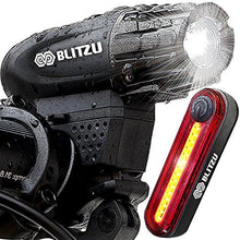 Load image into Gallery viewer, Blitzu Gator 320 PRO USB Rechargeable Bike Light Set POWERFUL Lumens Bicycle Headlight FREE TAIL LIGHT, LED Front and Back Rear Lights Easy To Install for Kids Men Women Road Cycling Safety Flashlight