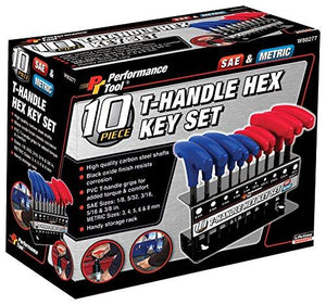 Performance Tool W80277 T-Handle Combination Hex Key Set, 10-Piece