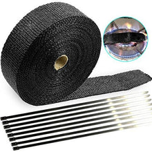 Load image into Gallery viewer, Exhaust Wrap 2&quot; x 50 Ft Exhaust Heat Wrap Tape Header Glassfiber Wrap Kit for Automotive Motorcycle with 8 Stainless Ties (Black)