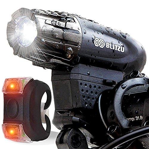 Blitzu Gator 320 USB Rechargeable Bike Light Set POWERFUL Lumens Bicycle Headlight FREE TAIL LIGHT, LED Front and Back Rear Lights Easy To Install for Kids Men Women Road Cycling Safety Flashlight