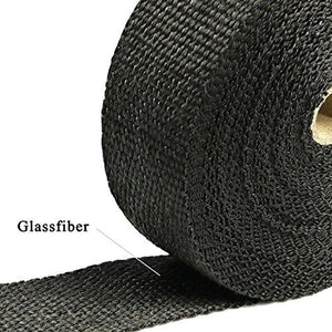 Exhaust Wrap 2" x 50 Ft Exhaust Heat Wrap Tape Header Glassfiber Wrap Kit for Automotive Motorcycle with 8 Stainless Ties (Black)