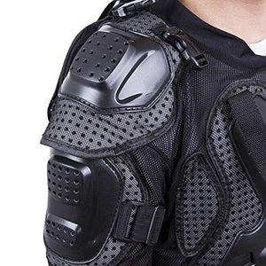 Motorcycle Full Body Armor Protector Pro Street Motocross ATV Guard Shirt Jacket with Back Protection Black XL