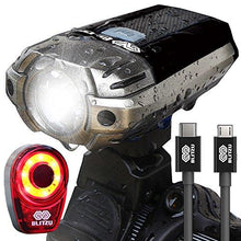 Load image into Gallery viewer, BLITZU Gator 390 USB Rechargeable LED Bike Light Set, Bicycle Headlight Front Light &amp; FREE Rear Back Tail Light. Waterproof, Easy To Install for Kids Men Women Road Cycling Safety Commuter Flashlight