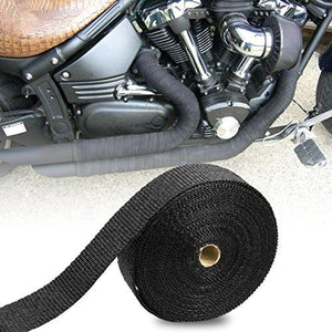 Exhaust Wrap 2" x 50 Ft Exhaust Heat Wrap Tape Header Glassfiber Wrap Kit for Automotive Motorcycle with 8 Stainless Ties (Black)