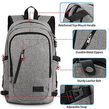 Load image into Gallery viewer, Business Laptop Backpack, Slim Anti Theft Computer Bag, Water-resistent College School Backpack, Eco-friendly Travel Shoulder Bag w/ USB Charging Port Fits UNDER 17&quot; Laptop &amp; Notebook by Mancro (Grey)