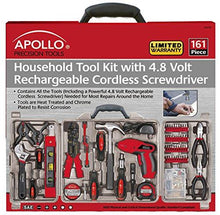 Load image into Gallery viewer, Apollo Tools DT0738 161 Piece Complete Household Tool Kit with 4.8 Volt Cordless Screwdriver and Most Useful Hand Tools and DIY accessories