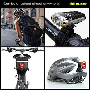 BLITZU Gator 390 USB Rechargeable LED Bike Light Set, Bicycle Headlight Front Light & FREE Rear Back Tail Light. Waterproof, Easy To Install for Kids Men Women Road Cycling Safety Commuter Flashlight