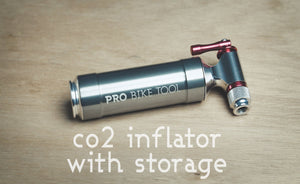 CO2 Inflator with Cartridge Storage Canister by Pro Bike Tool - Quick, Easy and Safe - For Presta and Schrader - Bicycle Tire Pump For Road and Mountain Bikes - No CO2 Cartridges Included