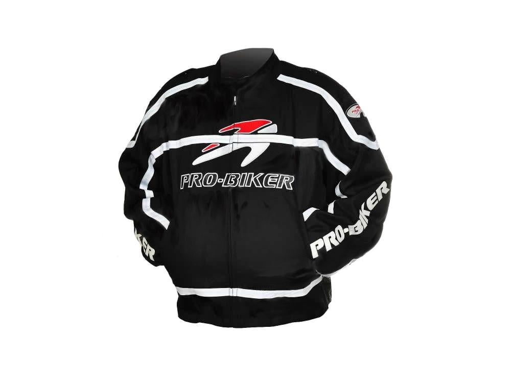 Pro-biker JK-05 Professional Polyester Motorcycle Riding Race Jacket - Black + White