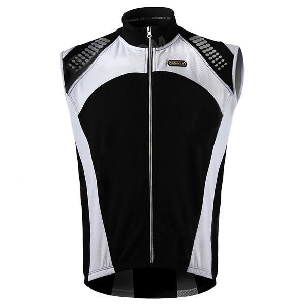 Spakct Cycling Brushed Polyester Fabric Sleeveless Zipper Vest for Men - Black + White (XL)