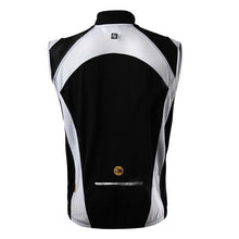 Load image into Gallery viewer, Spakct Cycling Brushed Polyester Fabric Sleeveless Zipper Vest for Men - Black + White (XL)