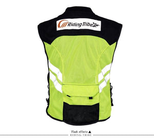 RIDING TRIBE JK-22 Motorcycle Safety Vest - Green + Black