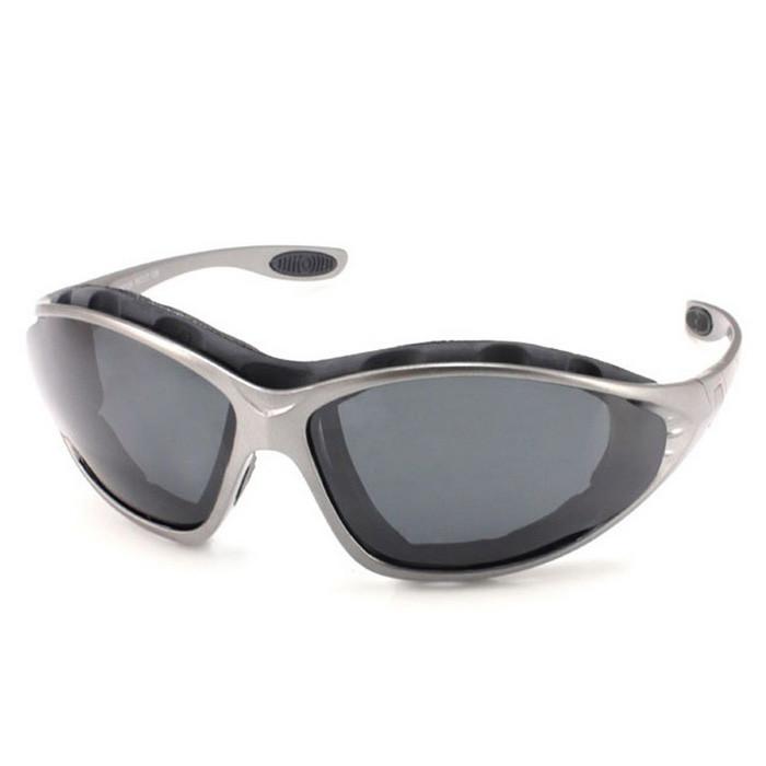 Panlees Anti-Wind Polarized Motorcycle Sunglasses Goggles w/ Replaceable Temple - Gun Grey