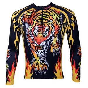 Paladinsport Men's Tiger Pattern Cycling Jersey - Black + Yellow