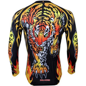 Paladinsport Men's Tiger Pattern Cycling Jersey - Black + Yellow