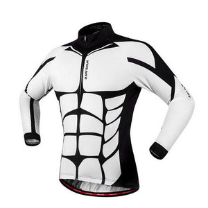 WOSAWE Spring / Autumn Long-Sleeve Cycling Jersey - Black + White