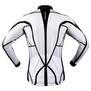 WOSAWE Spring / Autumn Long-Sleeve Cycling Jersey - Black + White