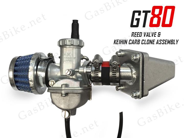 GT80 Reed Valve & Keihin Carburetor Clone Assembly 80CC Gas Motorized Bicycle